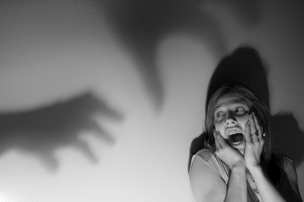 woman scream fear shadow