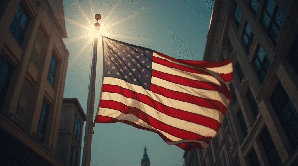 American flag flying high